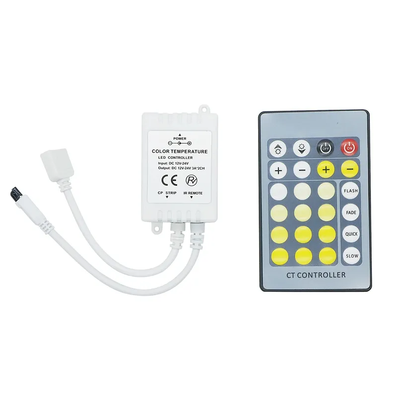 50 sztuk 24 Klucz IR Remote Dimmer Controller Dwa kolor CW + WW CCT Regulacja Temperatura koloru dla 5050/3528 LED Light