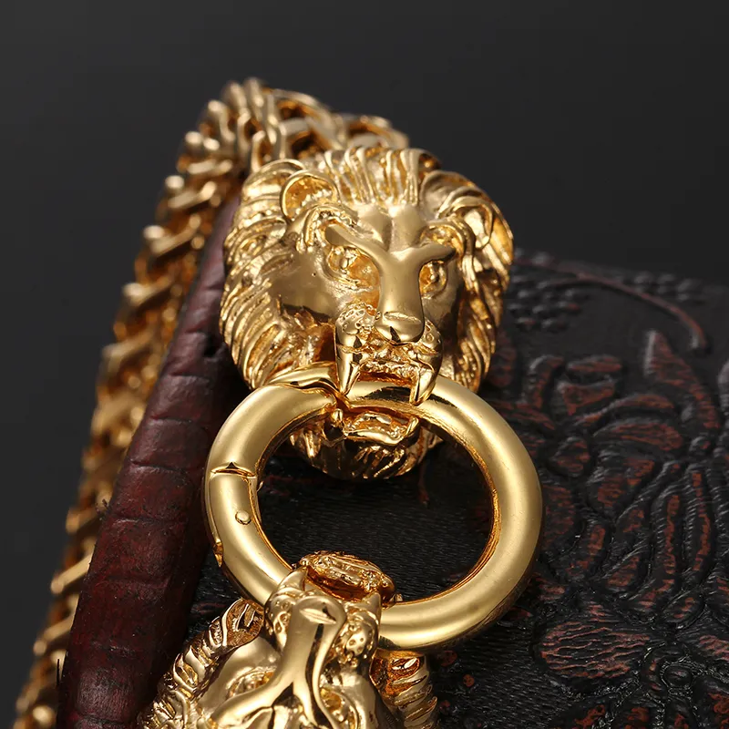Męskie chłodne prezenty rowerowe stalowe złoto złota podwójna łańcuch figaro bransoletka wilk czaszka czaszka