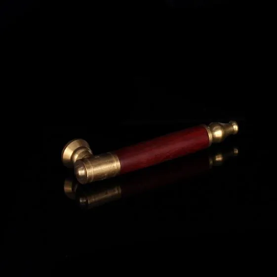 Boccaglio aste con testa in rame rimovibile, aste tabacco in legno massello vino rosso, mini tubo filtrante dritto portatile