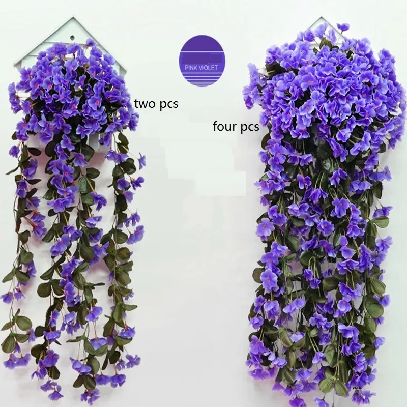 Bröllopsbågar Violet Hanging Flower of BracketPlant Flower Wisteria Vine Flower Rattan For Wedding Centerpieces Garland Home Ornament HH07