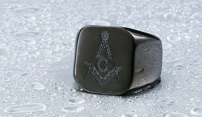 2017 Ny 316L rostfritt stål frimurerring för män master Masonic Signet Ring Mason Ring Jewelry8555959