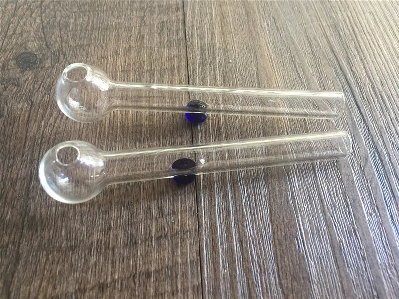 Cheap Thick 10cm clear hand tobacco pipes Pyrex Glass smoking oil burner smoke pipe glass tube glass oil nail pipes