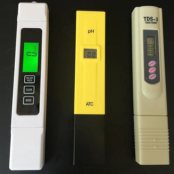 3 stks / partij TDS EC 0-5000 PPM-tester, pH ATC / TDS Kalibreren door Hold Temp Botton Meter, Digitale Pen, Monitor Waterkwaliteit voor