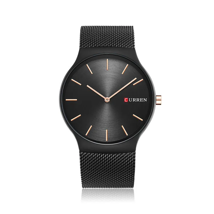 Curren Black Rose Gold Ponteiro Relogio Masculino famoso sumptuoso clástico clástico esportivo de pulseira Business Watch Men 825654016688