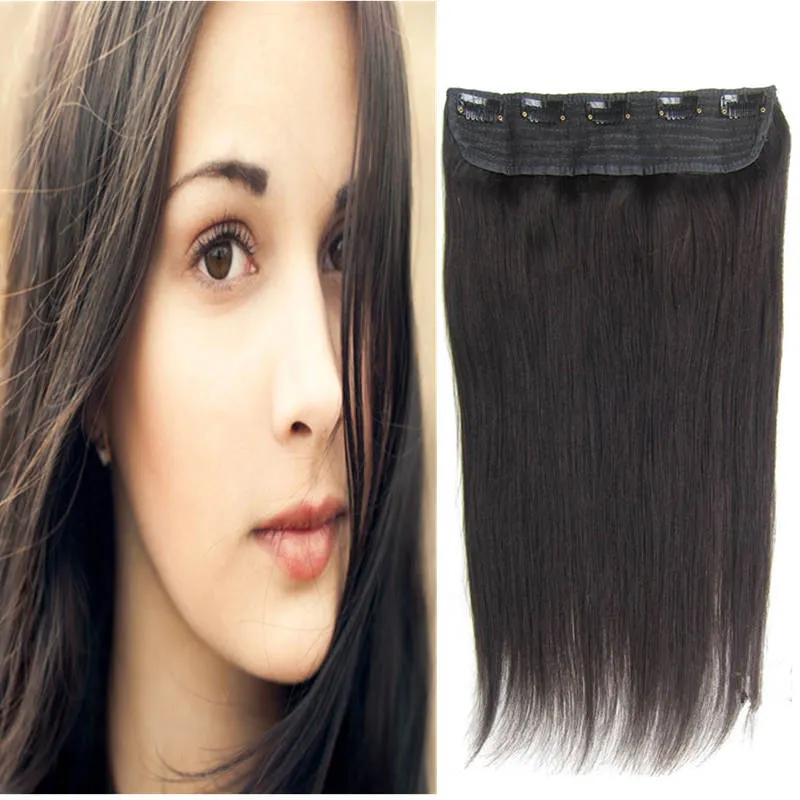 Top Grade Remy Clip In Human Hair Extensions Silky Rak 105g För Full Head Blond Black Brown Färg