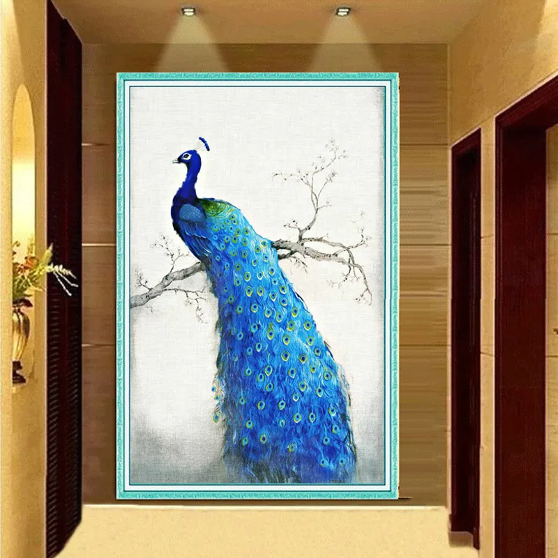 Full diamantmålning DIY Peacock Målning Hemdekoration Väggkonstdekor Diy Shining Dinmond Målning på duk 40x588383346