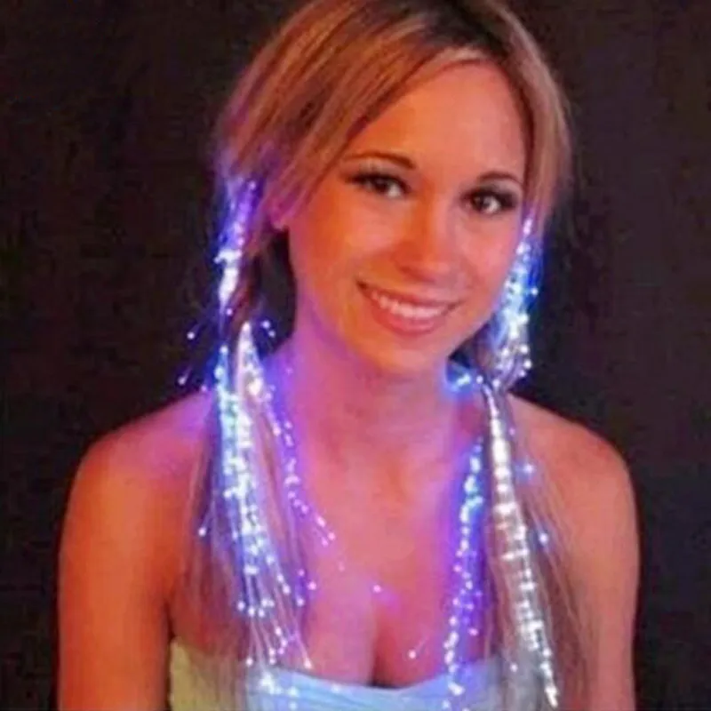 Glow Blinking Hair Clip Flash LED Braid Show Party Decoration Colorful Luminous Braid Optical Fiber Wire Hairpin