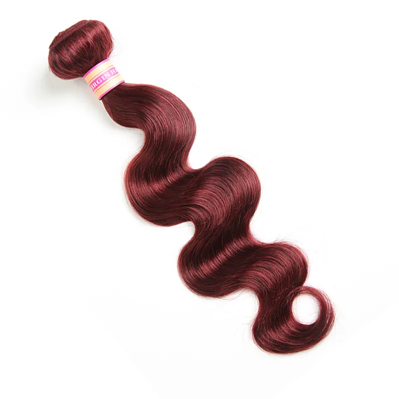 Siyusi Hair Products Brasilianska Virgin Body Wave Hair Buntles Burgundy Färg Väska Buntar Brasilianska Straight Human Hair Extensions