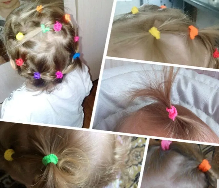 Blandade färgglada barn barn hårhållare söt gummi hårband elastiska tillbehör flicka kvinnor charms