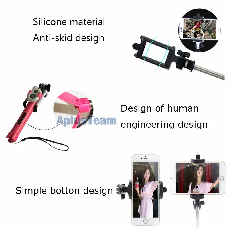 Selfie-timer Handheld Mini 3 w 1 Zdjęcie Self-Portrait Extendable Telefon Selfie Stick Wbudowany Bluetooth Zdalne migawki Statyw Stojak