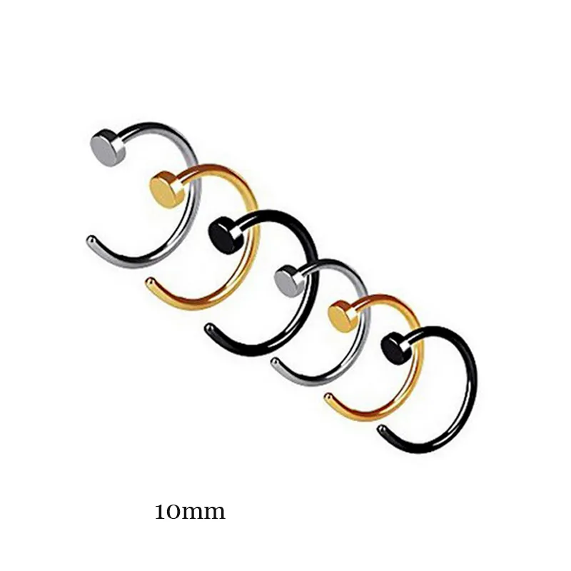 Punk chirurgische stalen neus hoepel ring stoeter nep studs niet piercing ringen 8mm 10mm 6 kleuren in voorraad groothandel