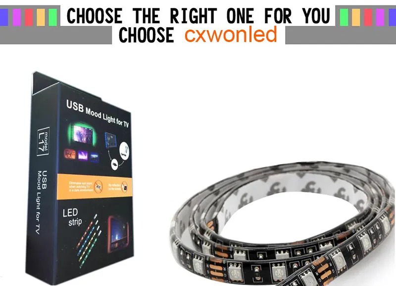 5050 DC 5V USB RGB LED-remsa 30LED / M Ljusremsor Flexibelt Vattentät tejp 1m 2m 4 * 0,5m fjärrkontroll för TV-bakgrund