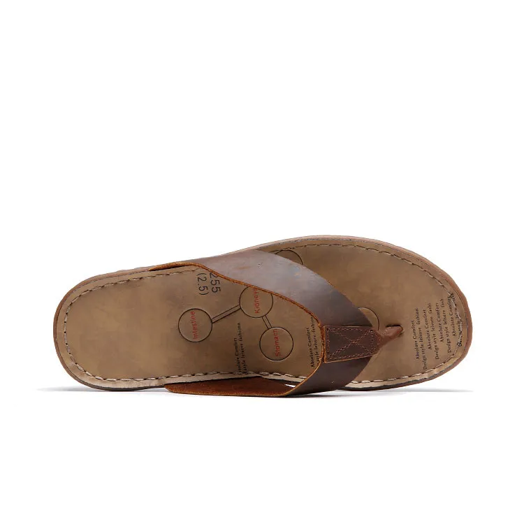 Latest men leather flip flops various venues slippers good reputation cheap good slippers top quality cow leather cost prices sale