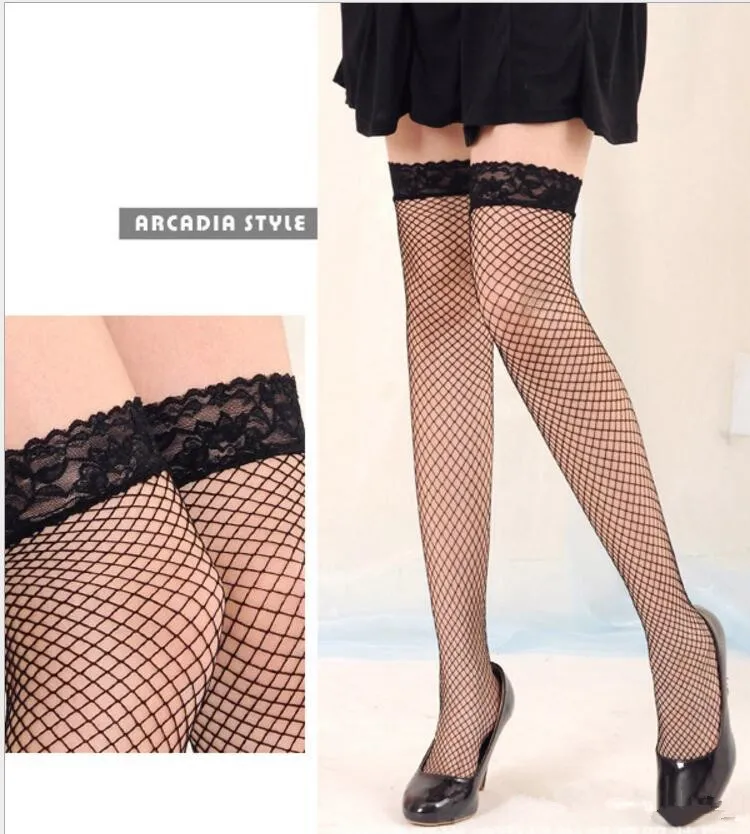 Kvinnor Stocking Mesh Hollow Out Sexig Underkläder Kvinna Ladies Lace Fishnet Lår Hög Strumpor