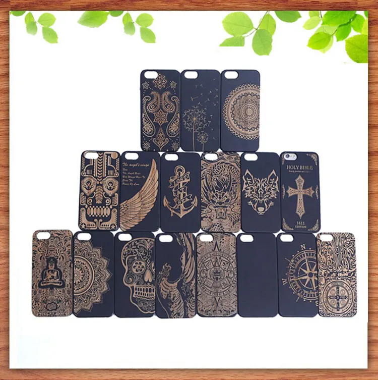 Hot Selling Solid Tood Phone Väska till iPhone 7 6 6s Plus Bamboo Hard Cover Cases Gravering Träskal för Apple iPhone 6Plus