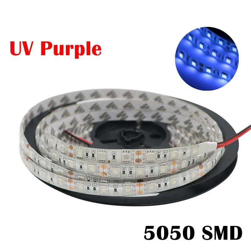 5M UR Ultrafioletowy LED Strip Light DC12V 5050 300LEDS 60ED / M UV Purple Wodoodporna IP65 LED Dotknij Wstążki Wstążki Światło