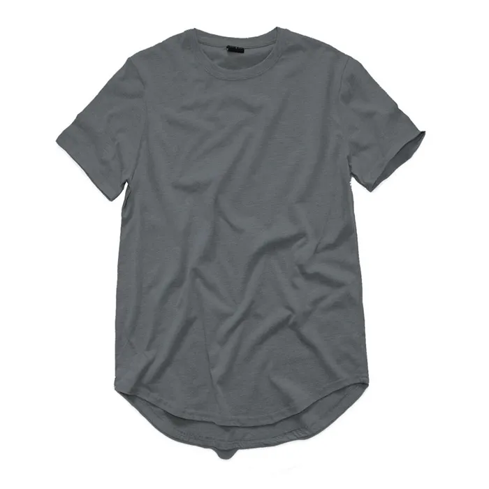 7色のメンズビッグアンドトール衣料品デザイナーシティトレンド服tシャツhomme curved hem tee plain extended t shirt