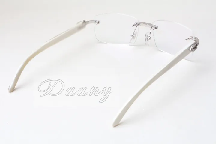 Montatura occhiali di alta qualità moda diretta Montatura occhiali T3524012 occhiali con diamanti quadrati in corno di rinoceronte naturale bianco 56233787