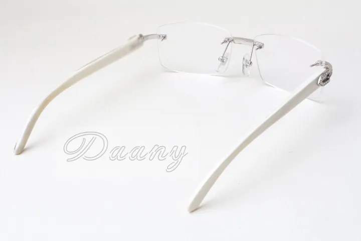 Direct fashion, high quality Eyeglasses frame, Spectacle frame, T3524012, white natural rhinoceros horn, square diamond glasses, 58-18-140mm