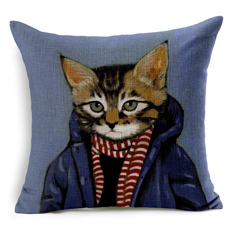 Cartoon Adorable Cats Cushion Cover Decorative Throw Pillow Case Linen Pillow Cover for Car Sofa Chair Almofada Cojines