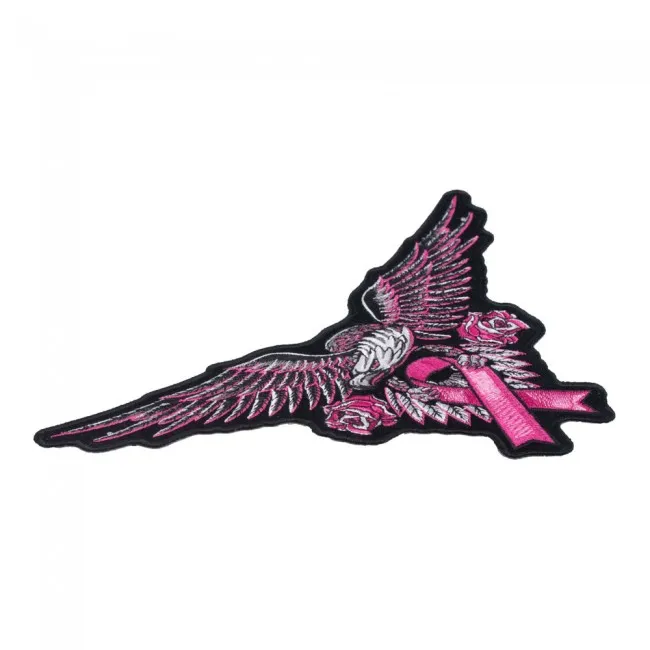 Large Pink Eagle Breast Cancer Ribbon Patch, Awareness Embroidered Iron On Or Sew On Patches 10.5*6.5 INCH 