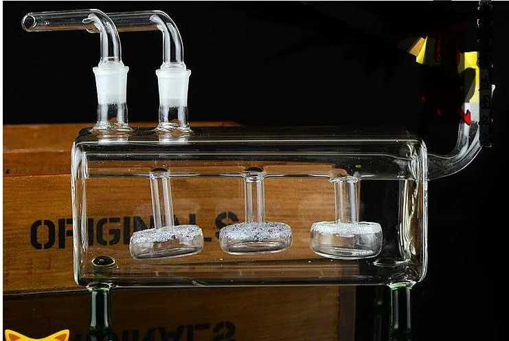 The new double glass mute Hookah, glass bongs, glass water pipe, smoking pipe