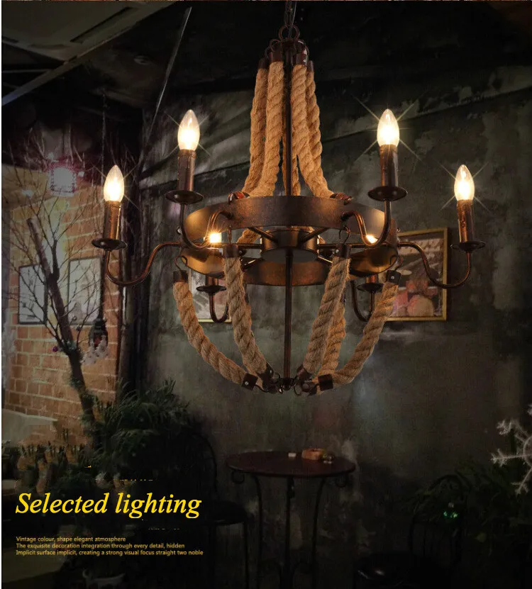 مصابيح قلادة رجعية فاخرة الحبل الصناعي Edison Vintage Restaurant Bar Light American Style Mistures Nordic Lighting Tiptures