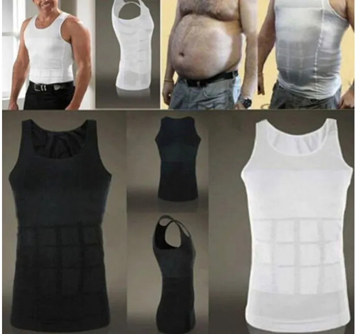 Heren afslanken body shaper buik vettig ondergoed vest overhemd korset compressie bodybuilding ondergoed1241e