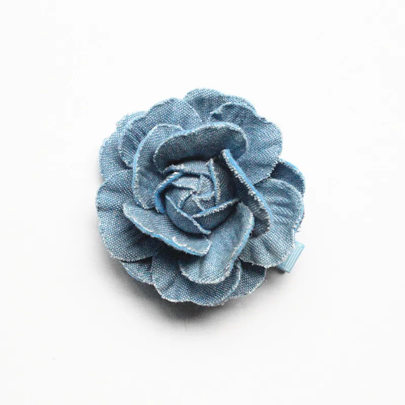 Top Qualität 16 teile/los Floral Haarschmuck Marineblau Kamelie Blume Baby Mädchen Haarnadeln Cowboy Material 5 CM Durchmesser Haarspangen