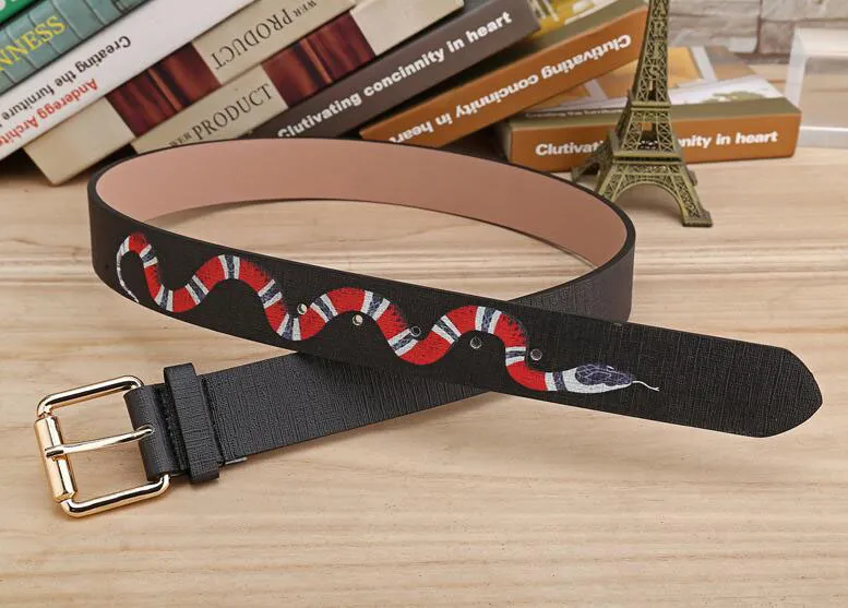 zwarte kleur Luxe Hoge kwaliteit Designer Riemen Mode slang dier patroon gesp riem heren dames riem ceinture voor cadeau