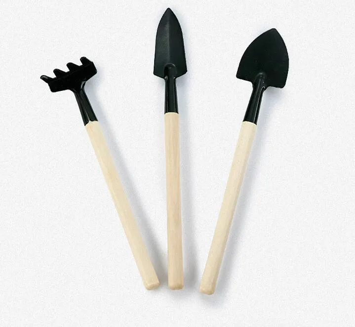 1 ensemble3 pièces mini outils de plantes de jardin petite pelle râteau bêche manche en bois tête en métal outils en pot enfants jouet de plage setl