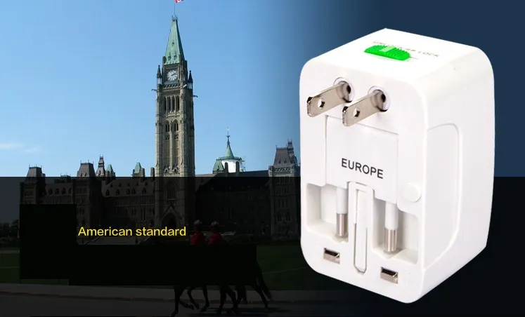 Adaptador Universal internacional todo en uno, cargador de energía de viaje, enchufe para AU/UK/US/EU, paquete minorista, 50 unids/lote