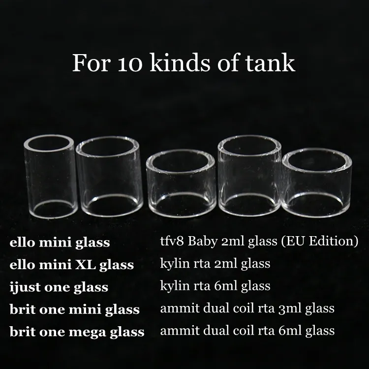 Zastępcza szklana rurka Ello Mini Ello Mini Xl Ijust One Brit One Mini Mega TFV8 Baby Kylin RTA 2ML 6ML AMMIT DUAL CEKIL RTA Tank