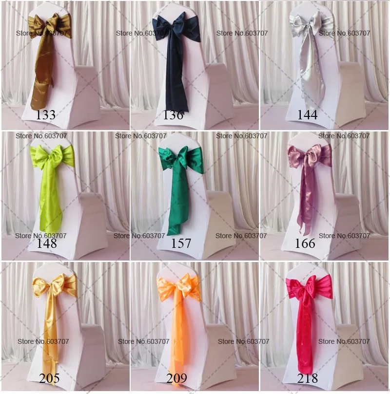 Wholesale More Than Spandex Chair Sashes Yellow/Red/Blue/Green/Violet/Pink Satin Chair Sash For Wedding