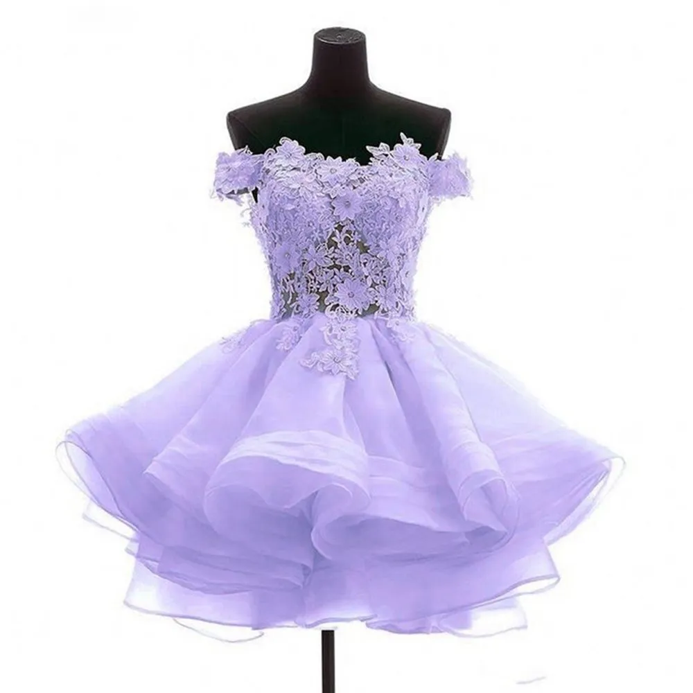 Stock Lace Appliques Organza Short Prom Homecoming Sukienki Plus w rozmiarze Kryształy Kryształy Gospodarz Koktajl Koktajl Suknia QC1241650718