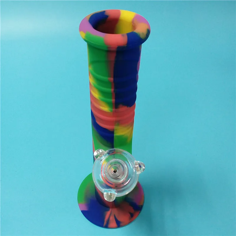 Rainbow Mini Silicone Water Bongs Tien Kleuren met 14mm Glas Set Waterleidingen Onbreekbare Bongs Bubbler Pipes