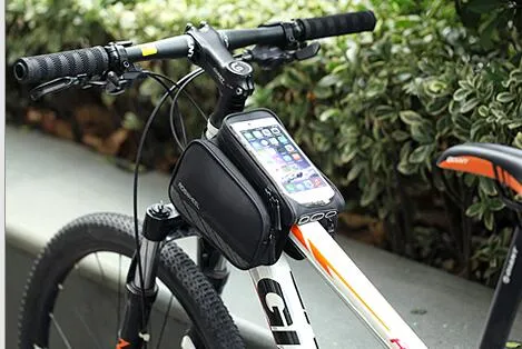 Новый велосипед передняя трубка телефон сумка двойной карман 5.2 дюймов сенсорный экран езда на велосипеде поставки бренда сумки оборудование велосипед сумка велосипед передняя сумка
