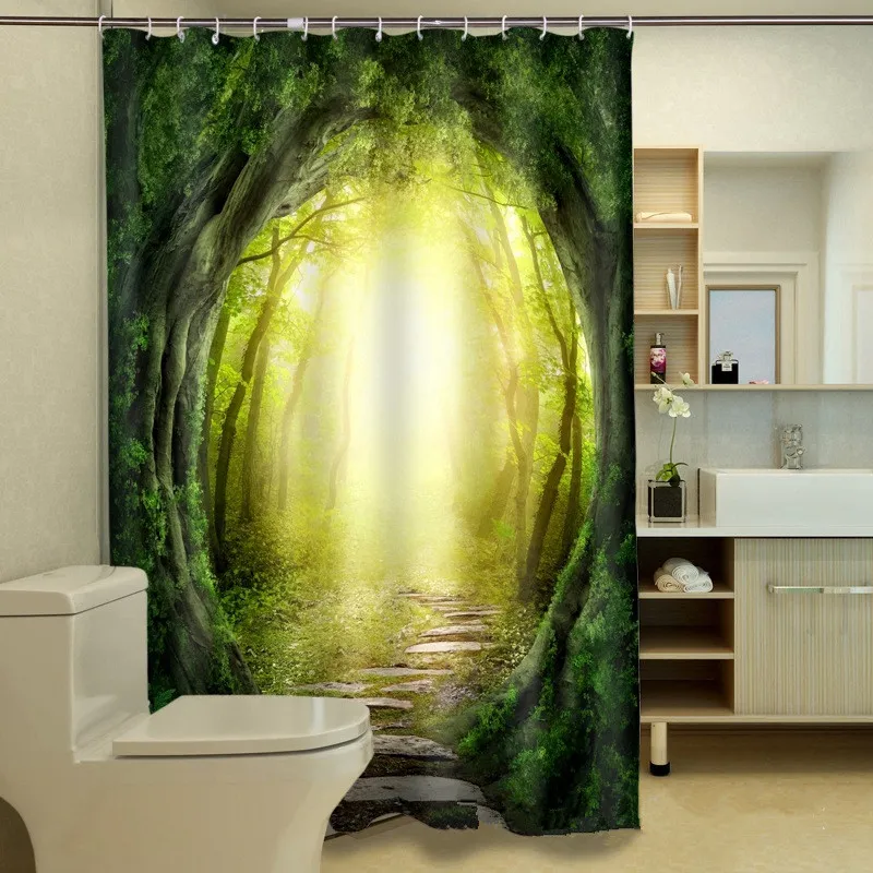 DROOM Jungle Douche Gordijnen Gepersonaliseerde Waterdichte 3D Douchegordijn 100% Polyester Digital Printing Badkamer Gordijn