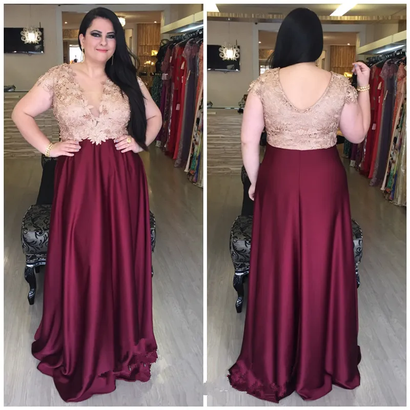 Charmante 3D-applique plus size prom jurken diepe v-hals backless avondjurk vloer lengte kralen lange formele gastjurk