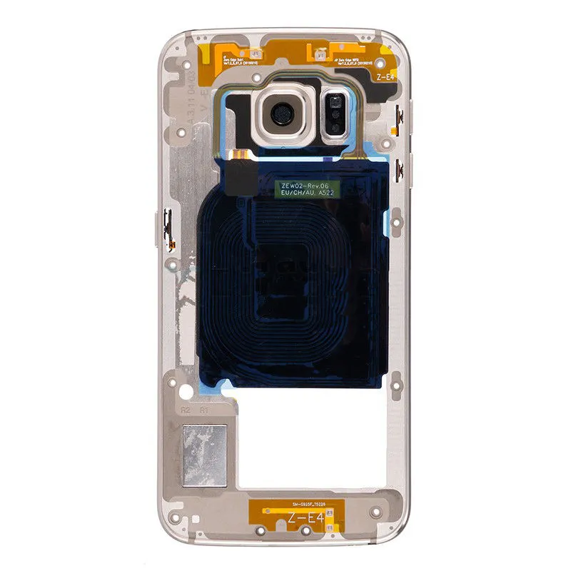 OEM Metal Middle Bezel Frame Fodral för Samsung Galaxy S6 G920F G920A G920P Single Card Version Housing With Camera Glass Side Button