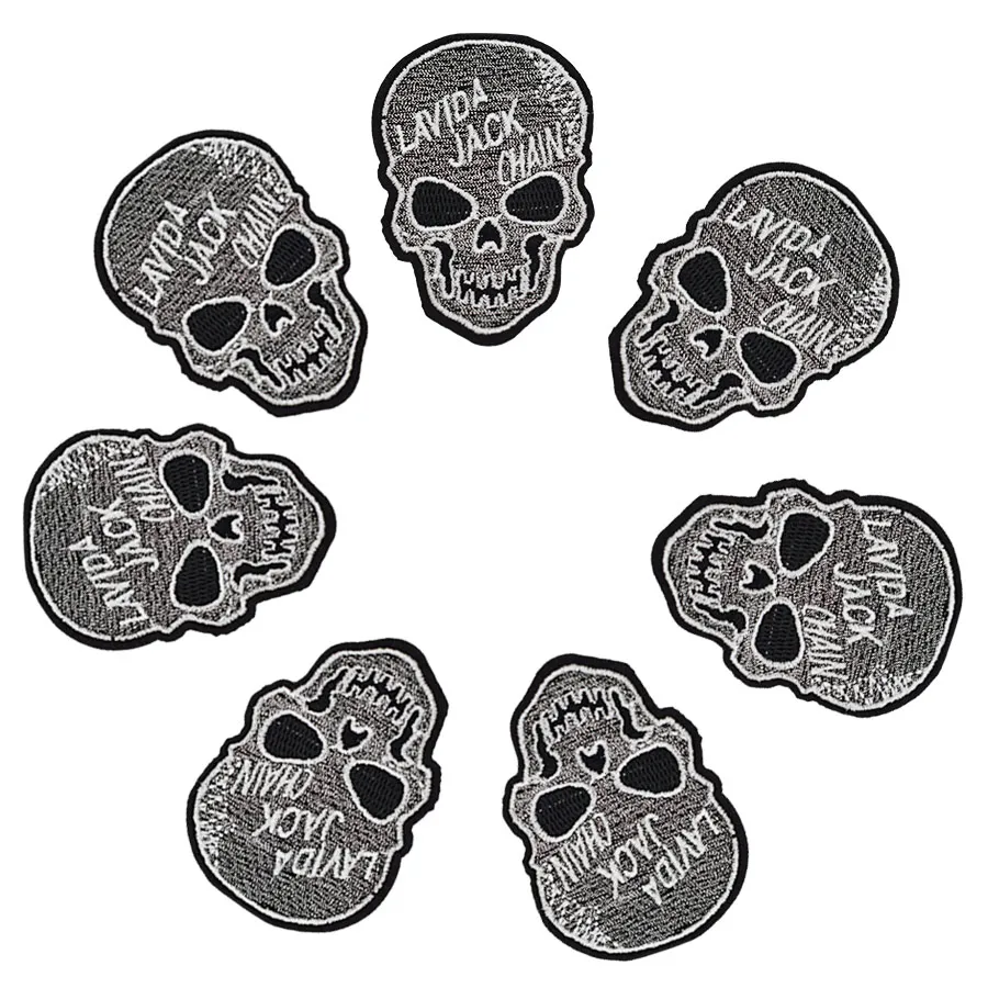 10 stks punk schedel patches badges voor kleding ijzer geborduurde patch applique strijkijzer op patches naaien accessoires voor DIY kleding DZ-354