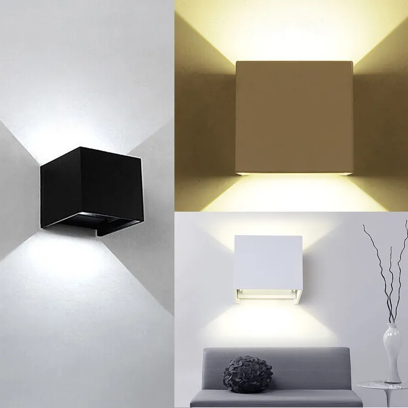 WALL LAMP 12W 방수 LED 벽 sconces 벽 조명 조절 가능한 각도 큐브 단순 현대 IP65 표면 장착 실외 큐브 LAM2560655