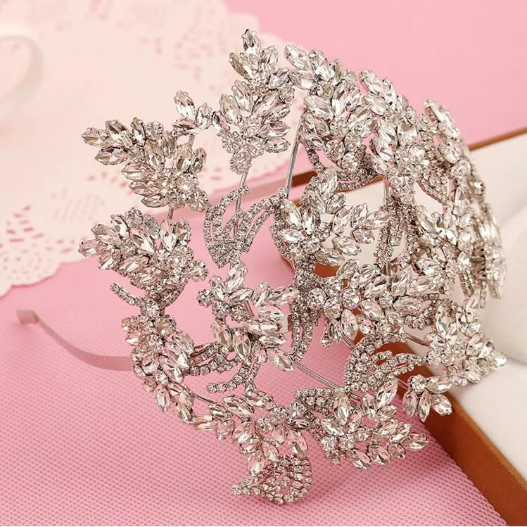 Accessori capelli Shinny matrimoni Argento lussuoso strass cristallo fatto a mano artigli capelli diademi accessori da sposa