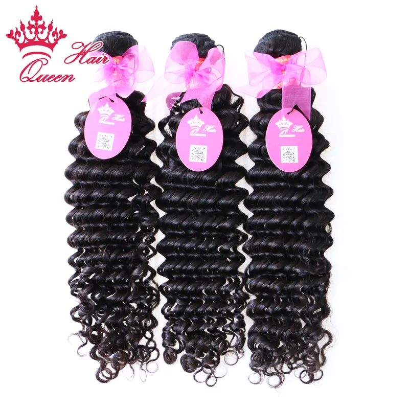 Queen Hair Products Brazilian Virgin Human hair extensions Deep curly Wave 8quot28quot in our stock DHL 1708428