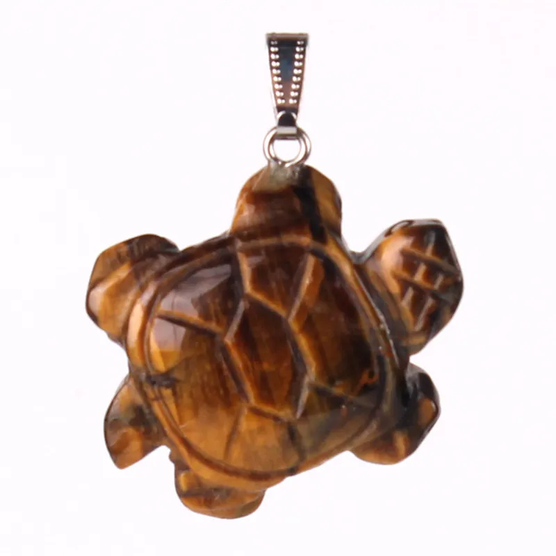 Nieuwe Natural Quartz Crystal Pocket Stone Leuke Zeeschildpad Tortoise Figurines Chakra Healing Gesneden edelsteen Ambachten Hanger Lucky Gift 41 * 32mm