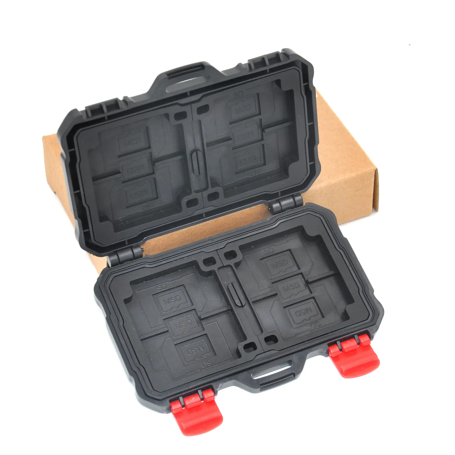 Noir/rouge Anti-choc goutte étanche IP67 carte mémoire étui de rangement support de la boîte de protection pour CF SD MSD XQD TF SD