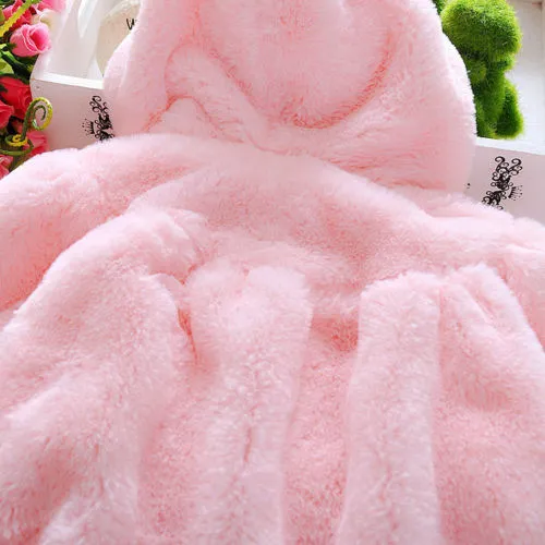 Casaco quente do inverno do casaco da menina do casaco de lã do bebê da peles roupa morna grossa para a criança 6M-3Y