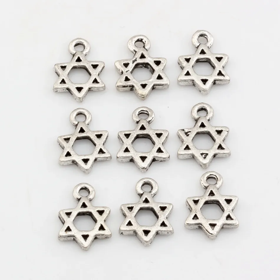 MIC Antique silver Zinc Alloy "Star of David" Charm Pendants DIY Jewelry 9x13mm A-023