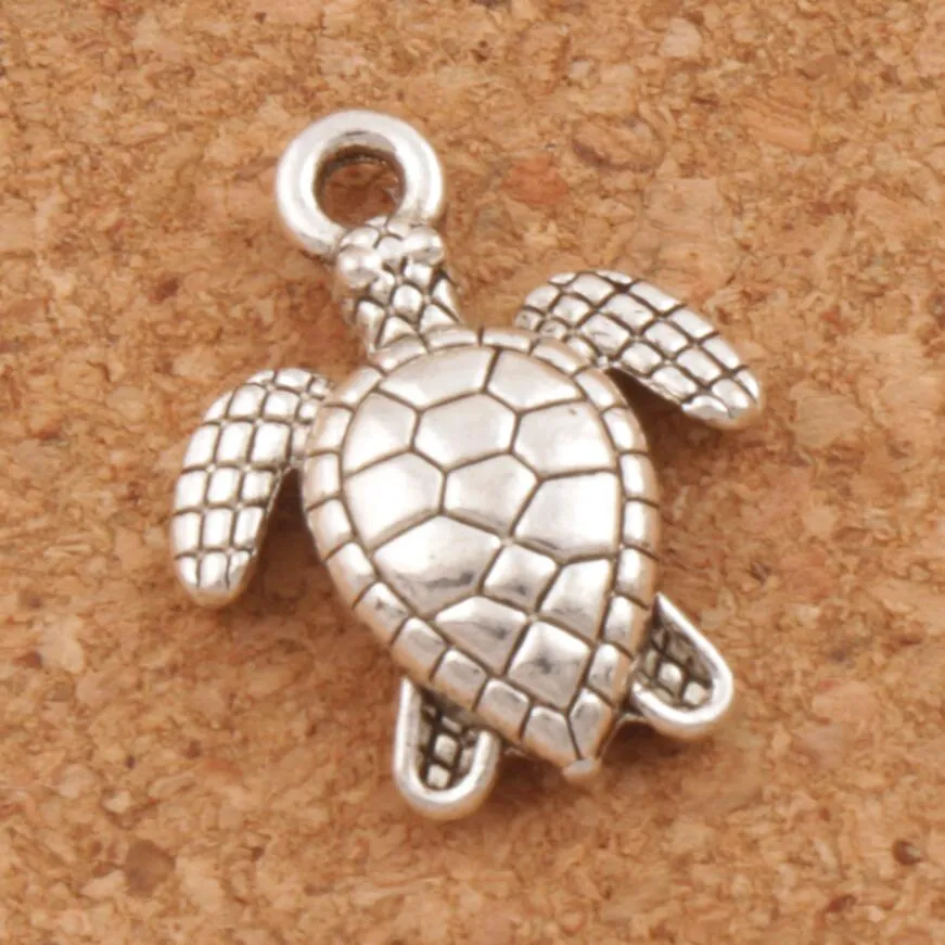 Tortues de mer Tortue Charmes Pendentifs 200 Pcs / lot 12x15mm Anciens Bijoux En Argent Composants Fit Collier Bracelets L1176