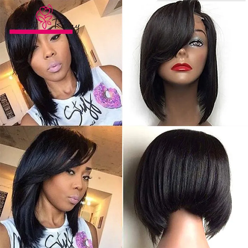 10-14 polegadas Bob Bob Human Hean Hair Wigs Lace Front Mink Brasileiro Cabelo Virgem Glueless Completo Lace Perucas Greaturemy Natural Perucas